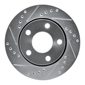 Audi S4 Brake Rotor (1) - Rear Left - R1 Concepts - Drilled & Slotted - Silver - `00-`02